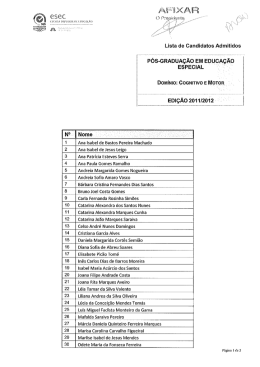 Lista de Candidatos Admitidos PG - Educação Especial