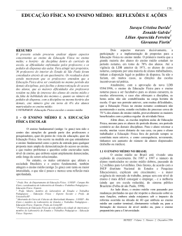 EDUCA&Ccedil;&Atilde;O F&Iacute;SICA NO ENSINO M&Eacute;DIO: REFLEX&Otilde;ES E