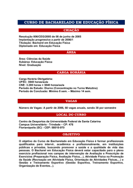 Dados do Curso - CDS - Universidade Federal de Santa Catarina