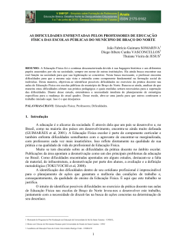 As dificuldades enfrentadas pelos professores de educa&ccedil;&atilde;o f&iacute;sica