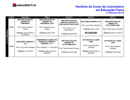Hor&aacute;rios do Curso de Licenciatura em Educa&ccedil;&atilde;o F&iacute;sica