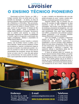 LaVOISIer O ENSINO T&Eacute;CNICO PIONEIRO