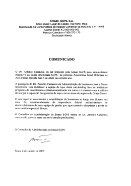 Sonae - SGPS, SA, informa sobre proposta de alteração de