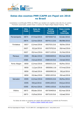 Datas dos exames PMP/CAPM em Papel em 2015 no Brasil