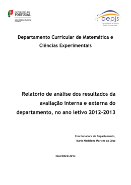 Departamento Curricular de Matemática e Ciências Experimentais