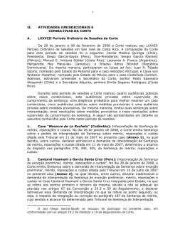 II. ATIVIDADES JURISDICIONAIS E CONSULTIVAS DA CORTE A