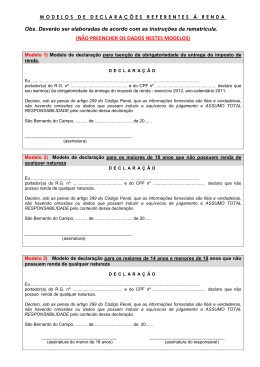 MODELOS DE DECLARA&Ccedil;&Otilde;ES REFERENTES &Agrave; RENDA