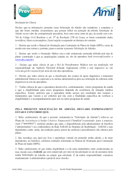 Declara&ccedil;&atilde;o de Ci&ecirc;ncia Declaro que as informa&ccedil;&otilde;es