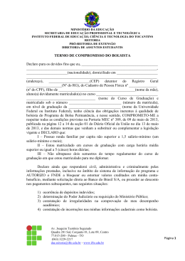 Termo de Compromisso - Instituto Federal do Tocantins
