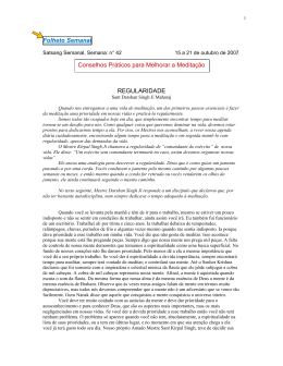 Folheto Semanal REGULARIDADE Conselhos Pr&aacute;ticos para