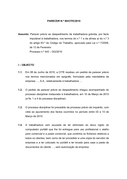 PARECER N.º 80/CITE/2010 Assunto: Parecer prévio ao