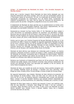 Artigo - O testamento de Machado de Assis - Por Arnaldo
