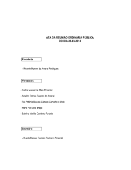 Reuni&atilde;o Ordin&aacute;ria P&uacute;blica do dia 28 de mar&ccedil;o de 2014
