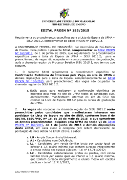EDITAL PROEN N&ordm; 185/2015 - Universidade Federal do Maranh&atilde;o