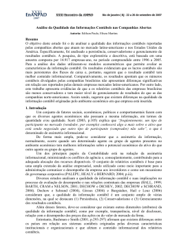 An&aacute;lise da Qualidade das Informa&ccedil;&otilde;es Cont&aacute;beis nas