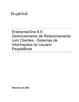 EnterpriseOne 8.9 Gerenciamento de Relacionamento com Clientes