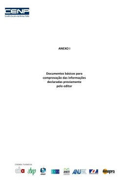 ANEXO I Documentos b&aacute;sicos para comprova&ccedil;&atilde;o das informa&ccedil;&otilde;es