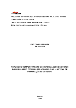 an&aacute;lise do comportamento das informa&ccedil;&otilde;es de custos do legislativo