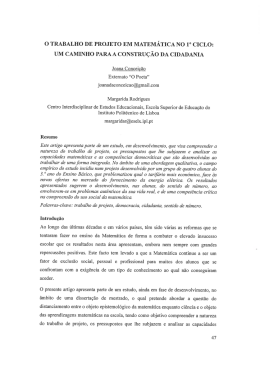 O trabalho de projeto em Matemática no 1.º Ciclo