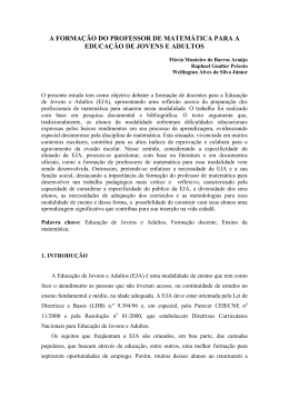 a forma&ccedil;&atilde;o do professor de matem&aacute;tica para a educa&ccedil;&atilde;o de jovens