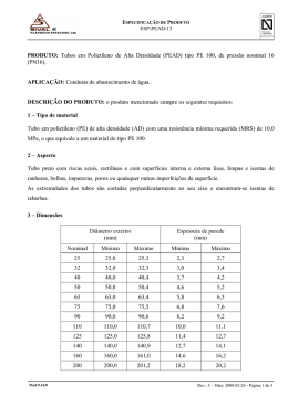 Tubos em Polietileno de Alta Densidade (PEAD) tipo PE