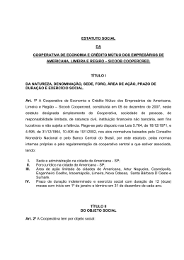 estatuto social da cooperativa de economia e cr&eacute;dito m&uacute;tuo dos
