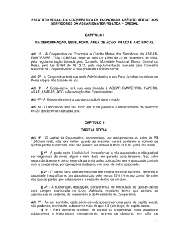 ESTATUTO SOCIAL DA COOPERATIVA DE ECONOMIA E