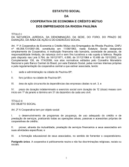 estatuto social da cooperativa de economia e cr&eacute;dito m&uacute;tuo dos