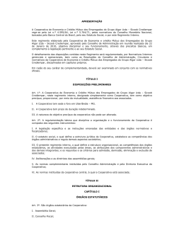 APRESENTA&Ccedil;&Atilde;O A Cooperativa de Economia e Cr&eacute;dito M&uacute;tuo dos