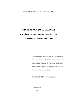A Diferen&ccedil;a da Igualdade - A din&acirc;mica da Economia Solid&aacute;ria em