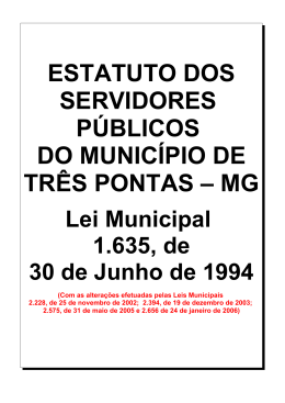Estatuto dos Servidores P&uacute;blicos do Munic&iacute;pio de Tr&ecirc;s Pontas