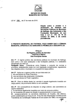 Estatuto dos Servidores P&uacute;blicos do Munic&iacute;pio de Itaitinga