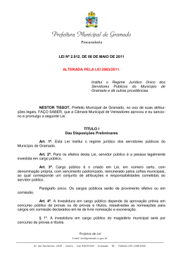 LEI N&ordm; 2.912, DE 06 DE MAIO DE 2011 ALTERADA