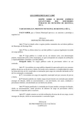 estatuto e suas altera&ccedil;&otilde;es - lei complementar n&ordm; 1/2007