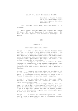 Lei n&ordm; 681, de 26 de dezembro de 1991. Institui o Regime