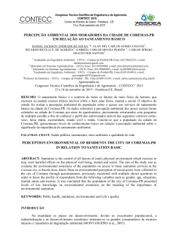 percep&ccedil;&atilde;o ambiental dos moradores da cidade de
