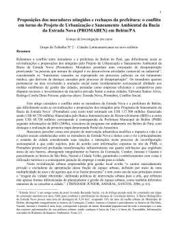 Proposi&ccedil;&otilde;es dos moradores atingidos e recha&ccedil;os da prefeitura: o