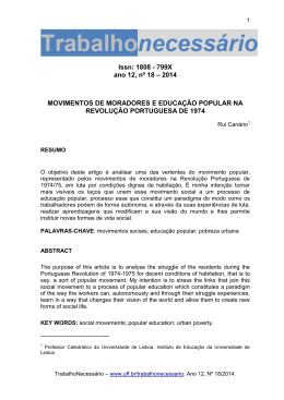 MOVIMENTOS DE MORADORES E EDUCAÇÃO POPULAR NA