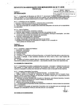 ESTATUTO DA ASSOCIA&Ccedil;&Atilde;O DOS MORADORES DA QI 17-SHIS