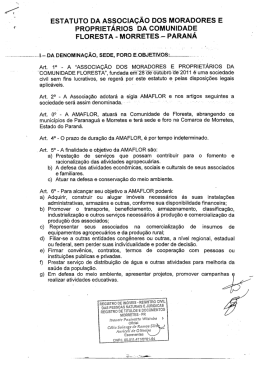 ESTATUTO DA AS&sect;OCIA&Ccedil;&Atilde;O DOS MORADORES E