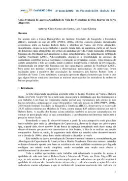 1 Uma Avalia&ccedil;&atilde;o do Acesso &agrave; Qualidade de Vida dos Moradores de