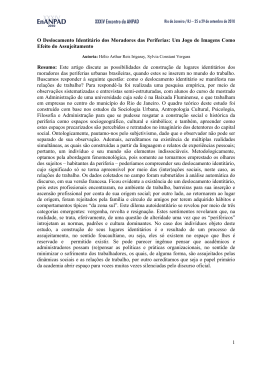 1 O Deslocamento Identit&aacute;rio dos Moradores das Periferias