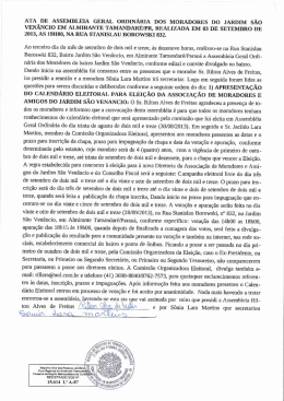 ATA DE ASSEMBLEIA GERAL ORDINÁRIA DOS MORADORES DO