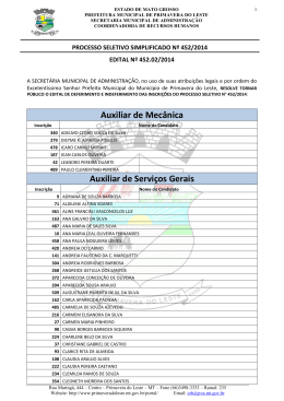 EDITAL N&ordm; - Prefeitura Municipal de Primavera do Leste