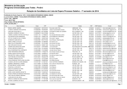 ProUni Rela&ccedil;&atilde;o de Candidatos em Lista de Espera Processo Seletivo