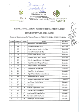 LISTA DEFINITIVA DO CET DE OLIVICULTURA E VITICULTURA