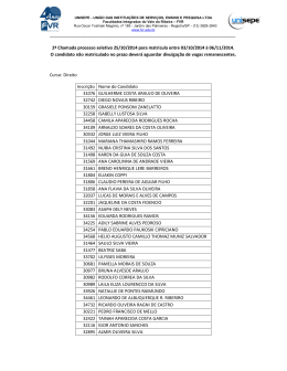 2&ordf; Chamada processo seletivo 25/10/2014 para matr