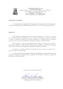 PORTARIA N" 083/2009 O Coordenador do Programa de P&oacute;s