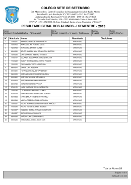 3&deg; ano - turma a - Col&eacute;gio Sete de Setembro
