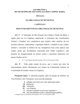 LEI ORG&Acirc;NICA - Prefeitura Municipal de S&atilde;o Gon&ccedil;alo dos Campos